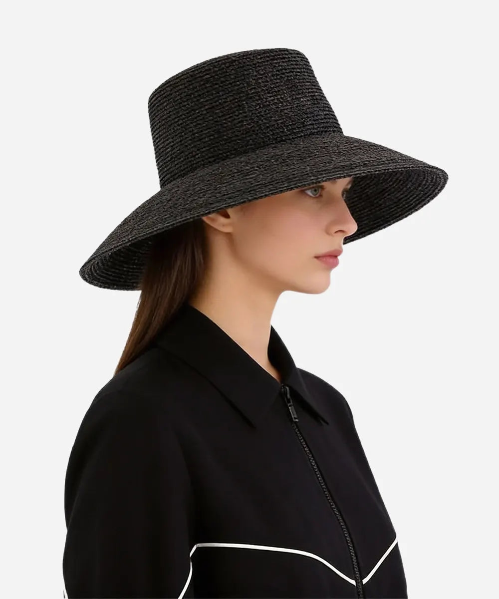 LBORA Jolie Packable Straw Bucket Hat - Black