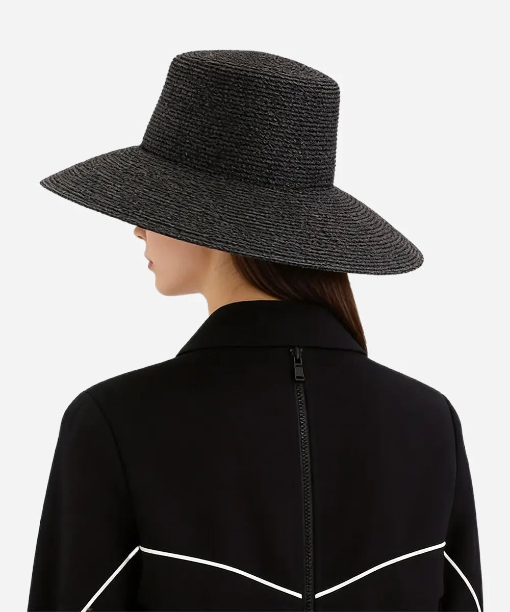 LBORA Jolie Packable Straw Bucket Hat - Black