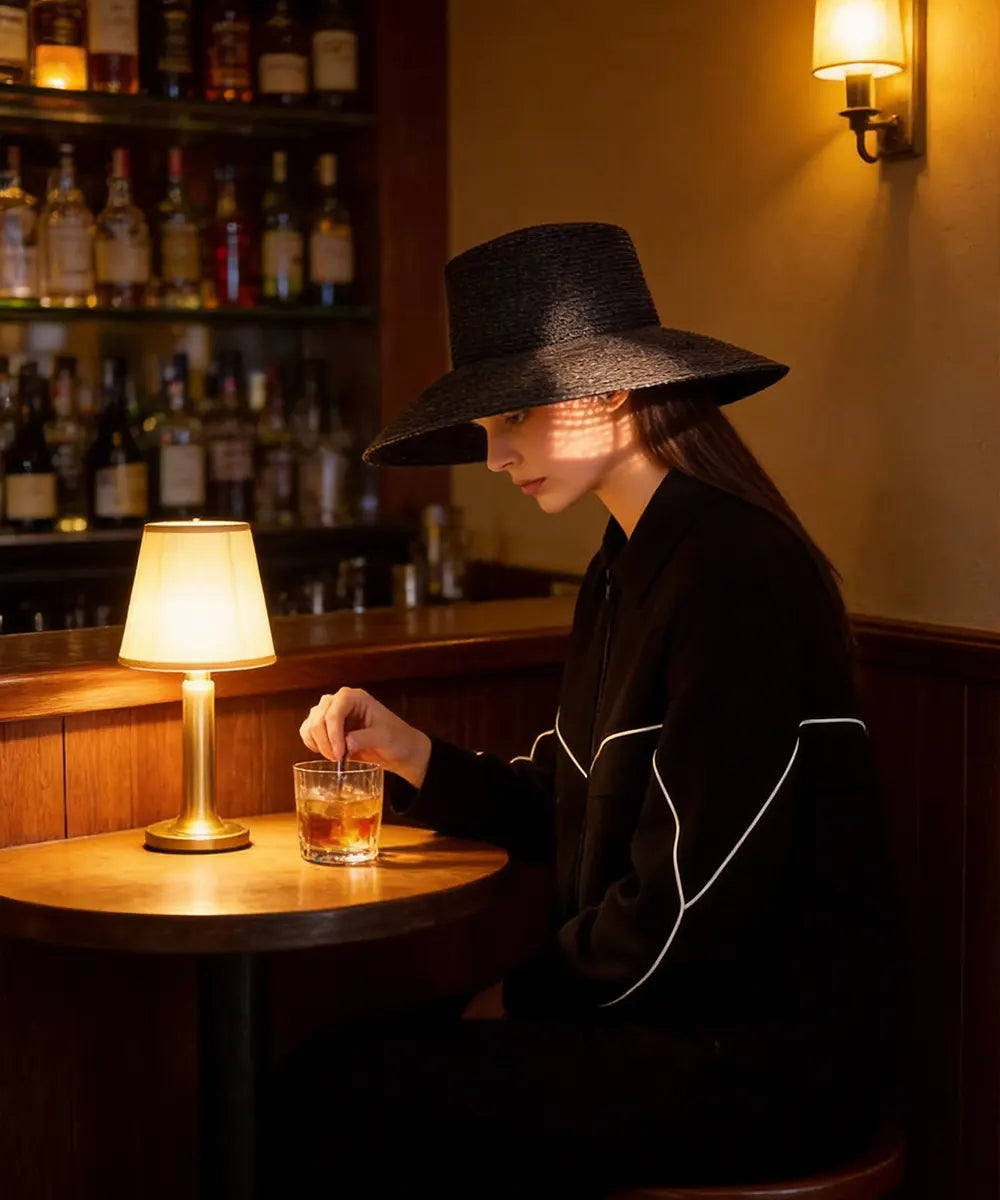 LBORA Jolie Packable Straw Bucket Hat - Black