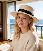 LBORA Riviera Straw Boater-White
