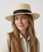 LBORA Riviera Straw Boater-Beige