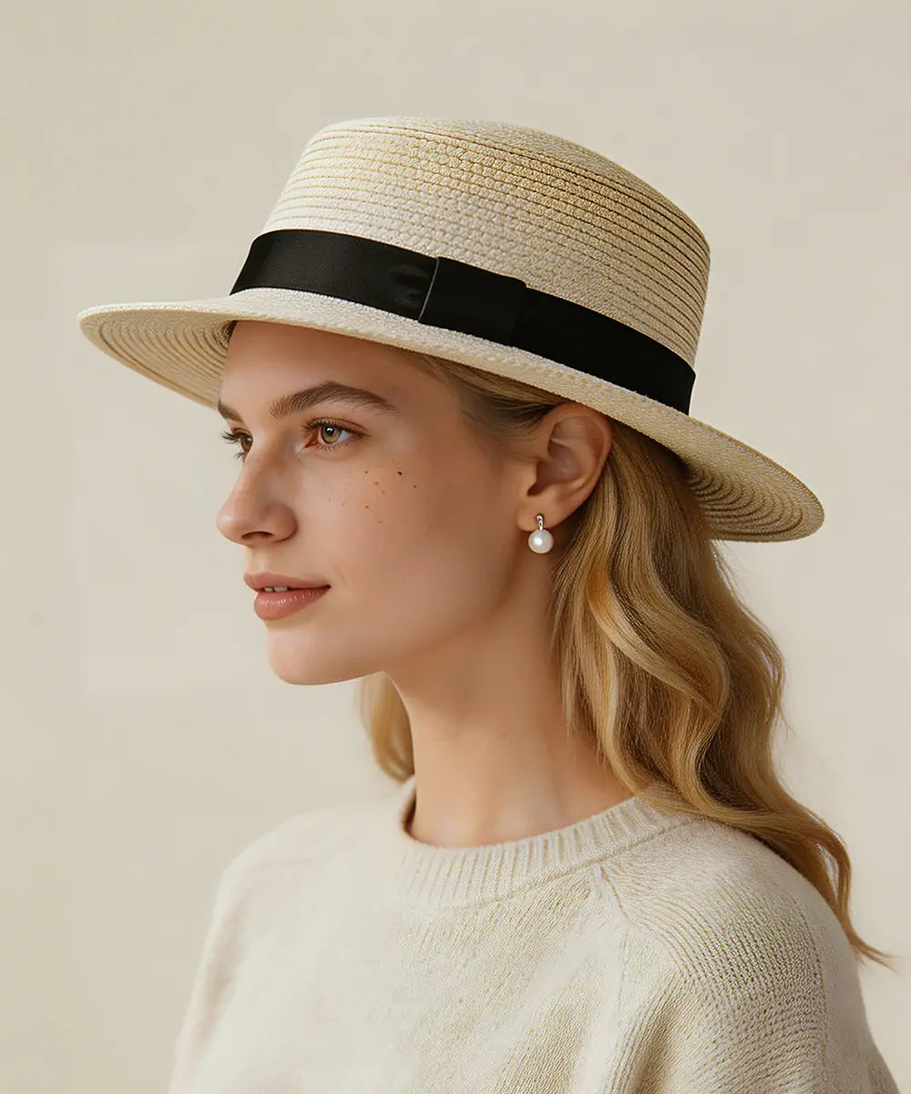 LBORA Riviera Straw Boater-White