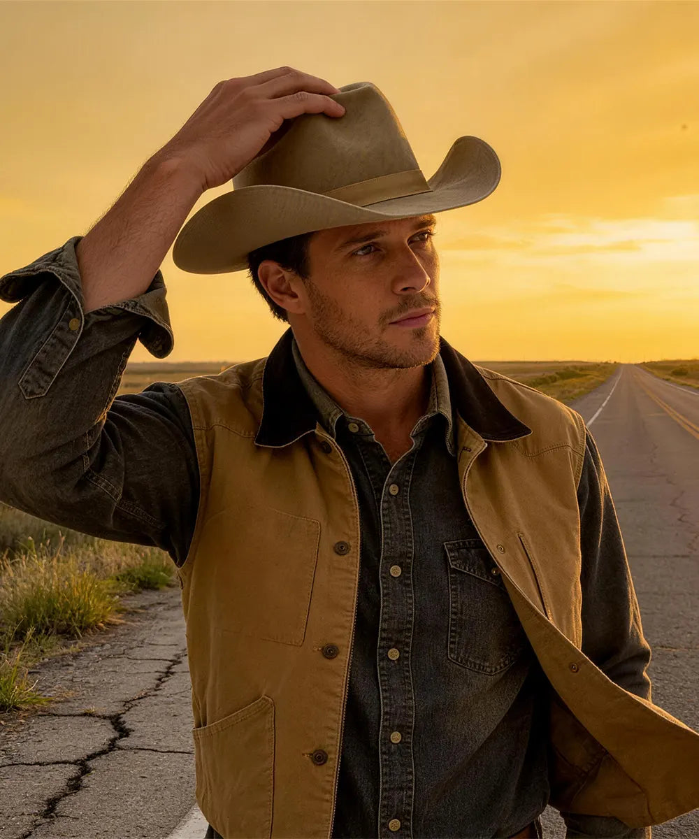 LBORA James Dean Cowboy Hat - Beige
