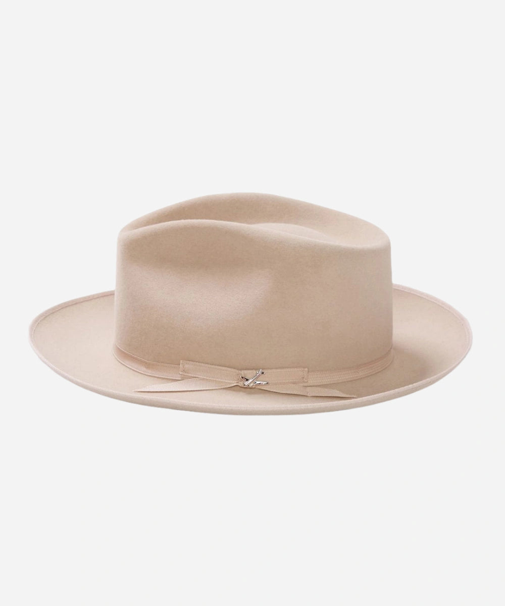 "handmade beige fedora hat for men"