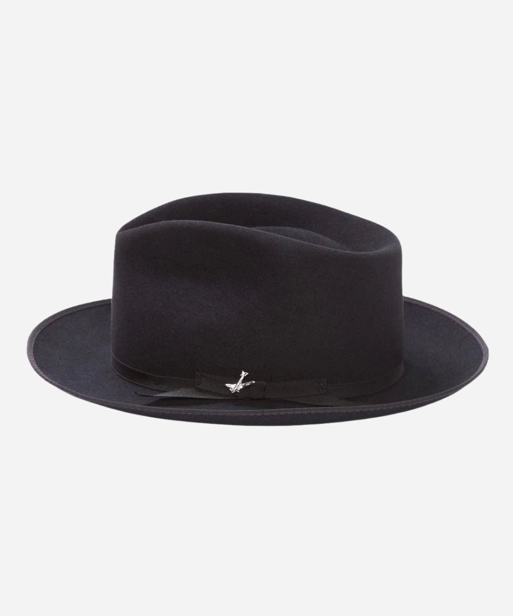 "handmade black fedora hat"