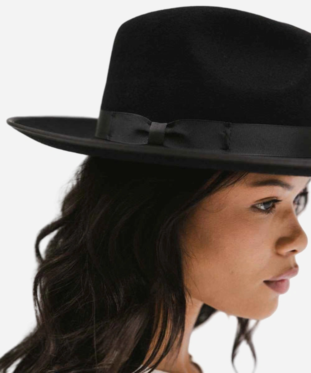 "black wool felt hat for women"