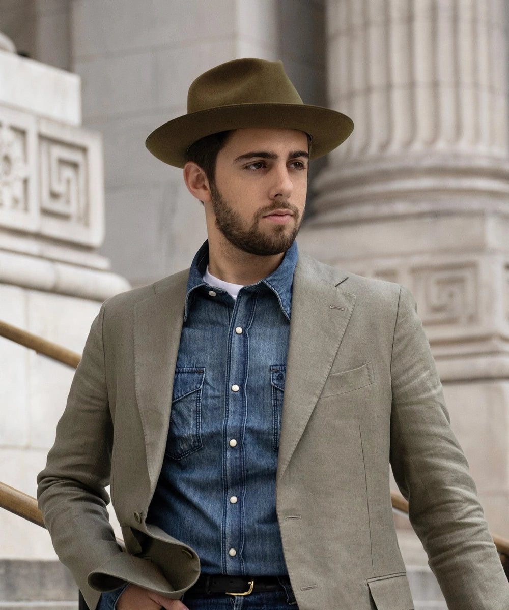 "Stratoliner Fedora Men's Brown fur felt hat"