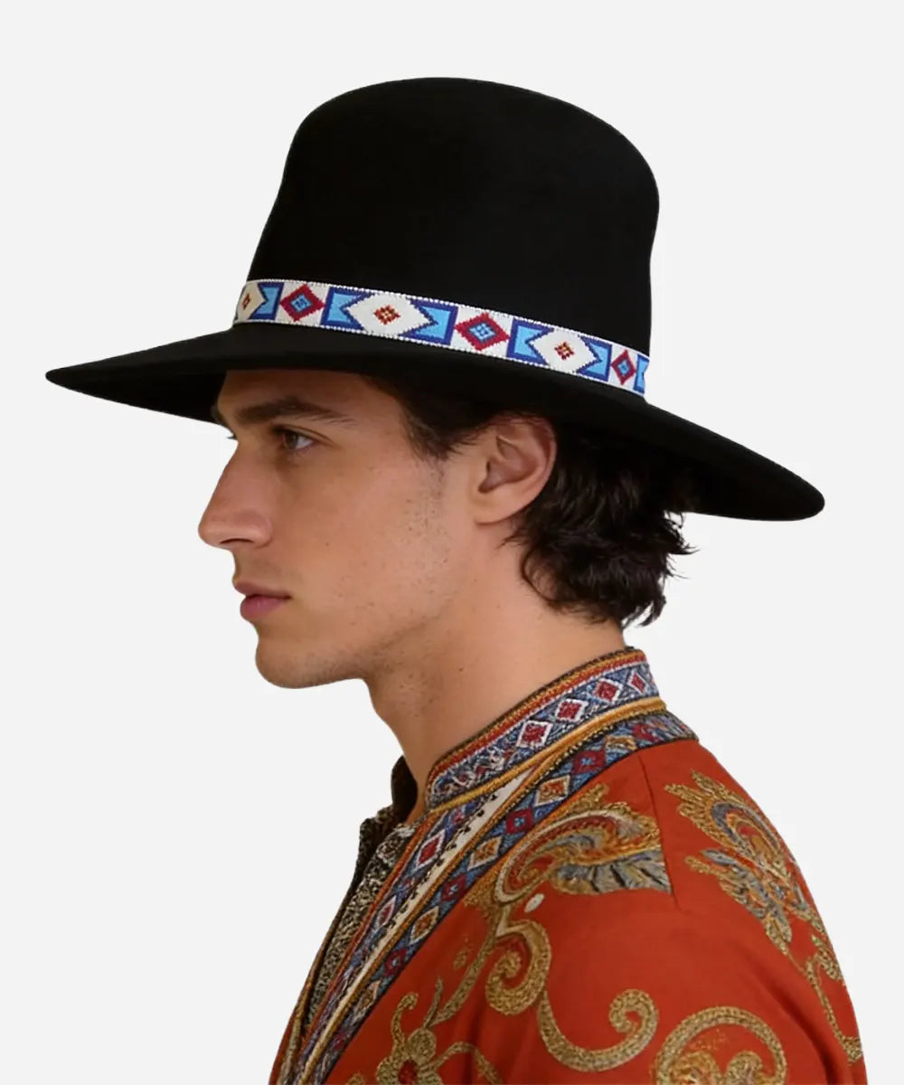 Billy Jack felt hat featuring handmade beaded hat band detail