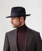 Black Sterling felt fedora old Hollywood inspired wide brim hat LBORA
