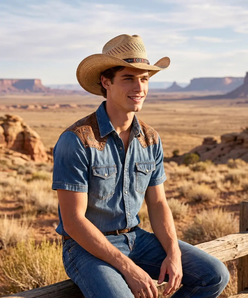 Cinematic cowboy hat inspired by classic frontier films and Yellowstone style