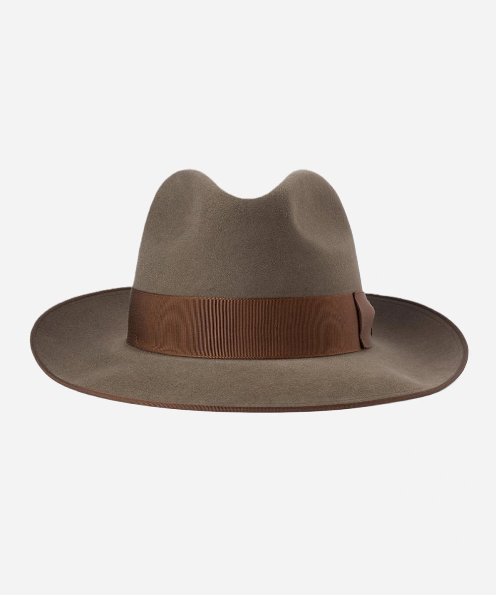 Chocolate Cinematic fedora for men with defined crown and rich texture