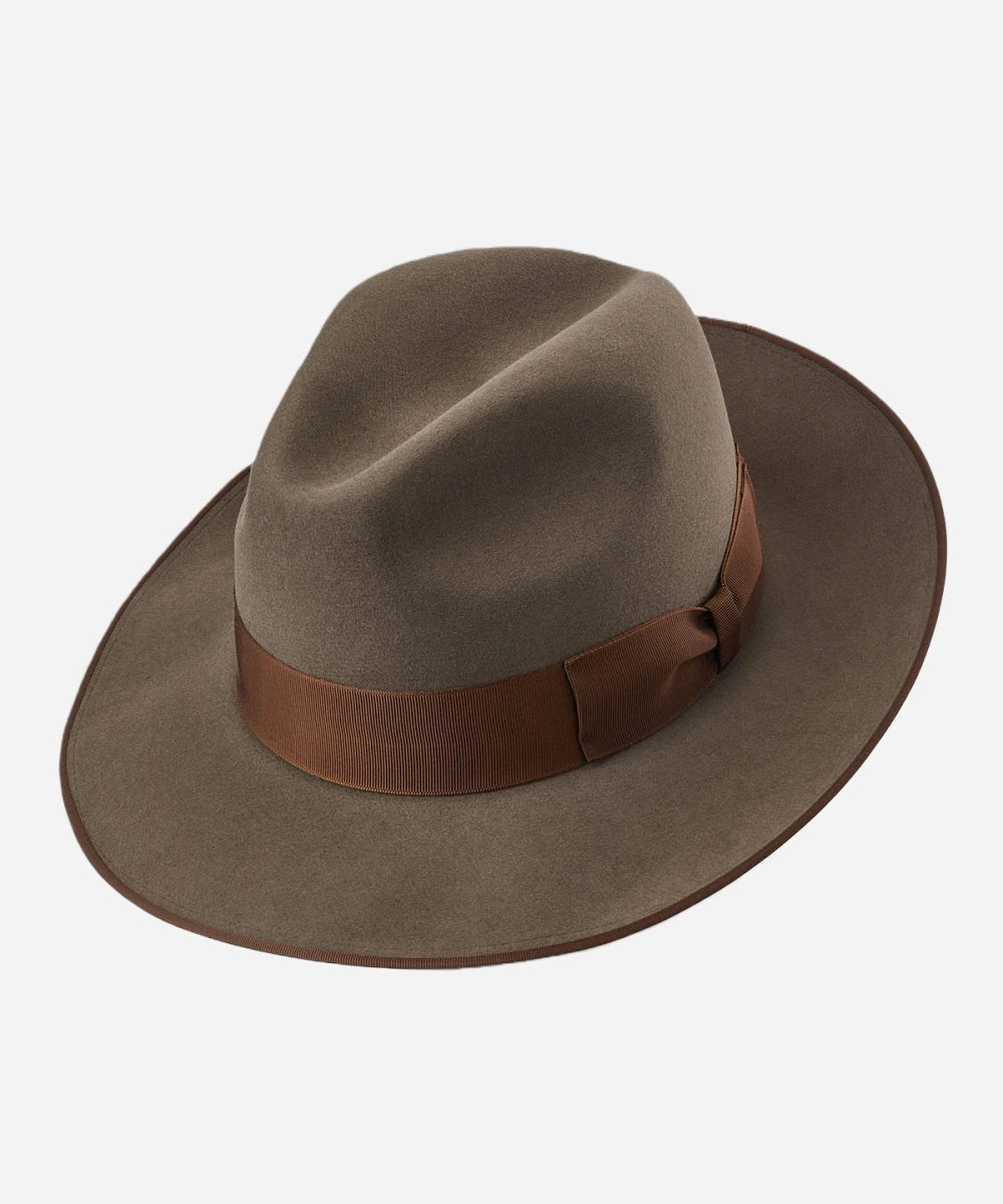 Chocolate Classic wide brim fedora inspired by 1960s advertising era style
