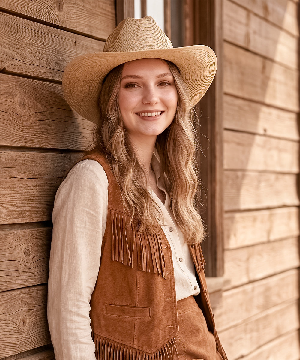 British summer resort minimalism fashion trend accessorized with a natural beige straw hat