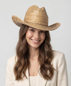 Contemporary western style clothing trend featuring a rich chocolate brown cowboy hat