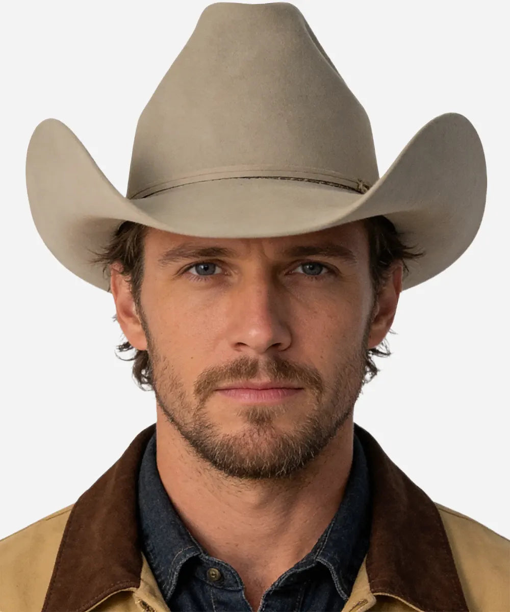 Oatmeal Dwight Yoakam inspired wool western hat with 5 inch crown LBORA