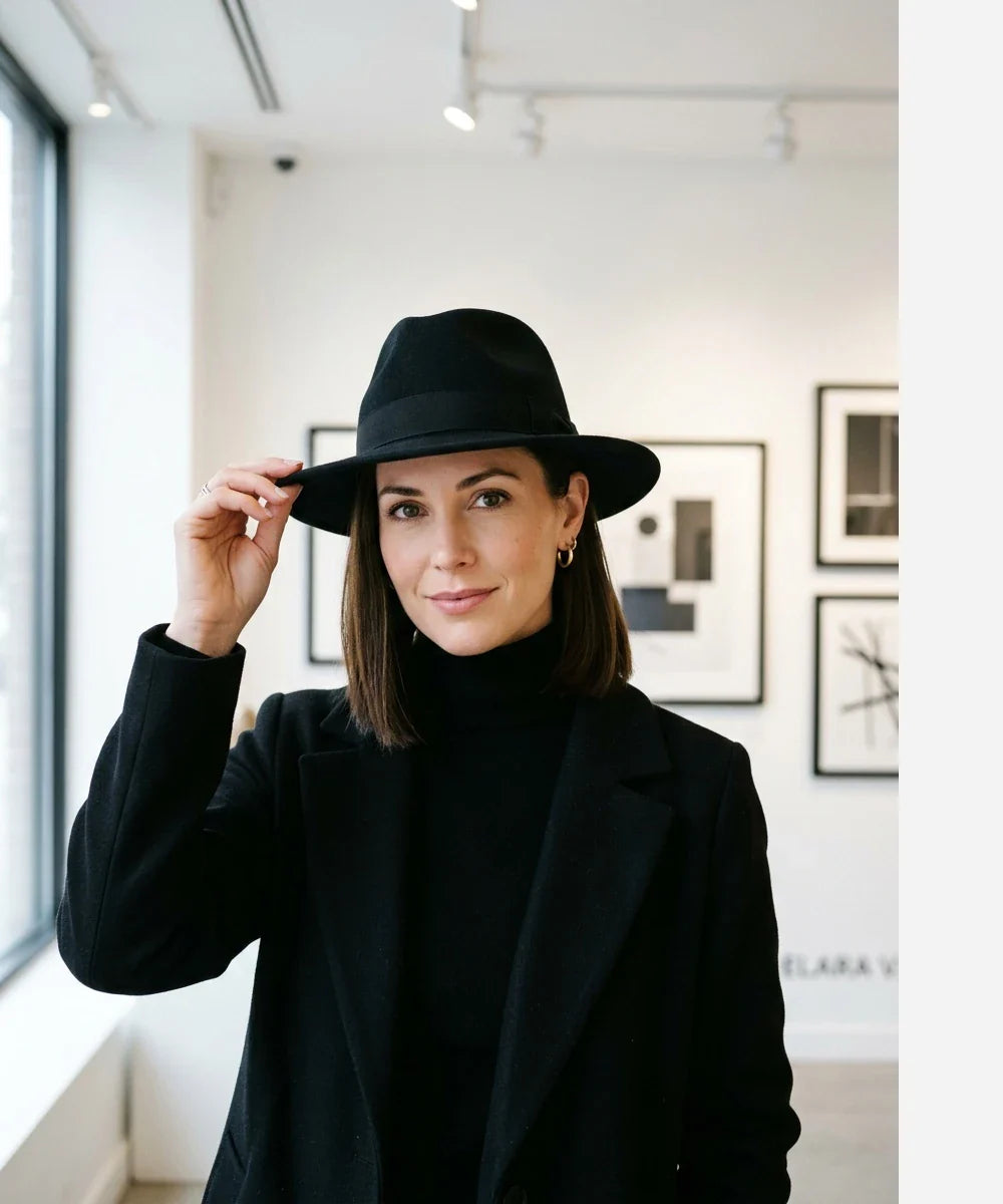 Heritage travel inspired felt fedora for American winter fashion LBORA