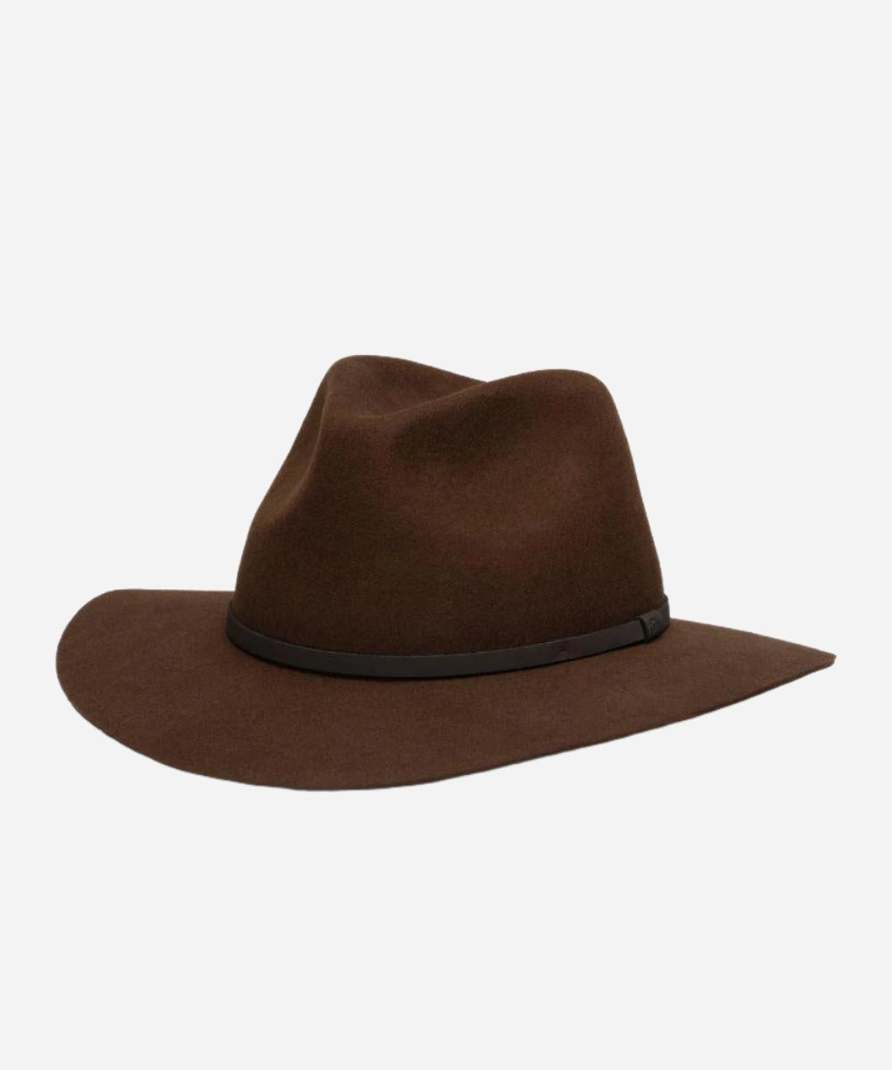 High-quality unisex Indy city fedora made from crushable and structured brown wool felt material