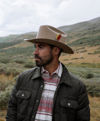 Male model wearing Latitude premium natural felt cowboy hat for everyday western style