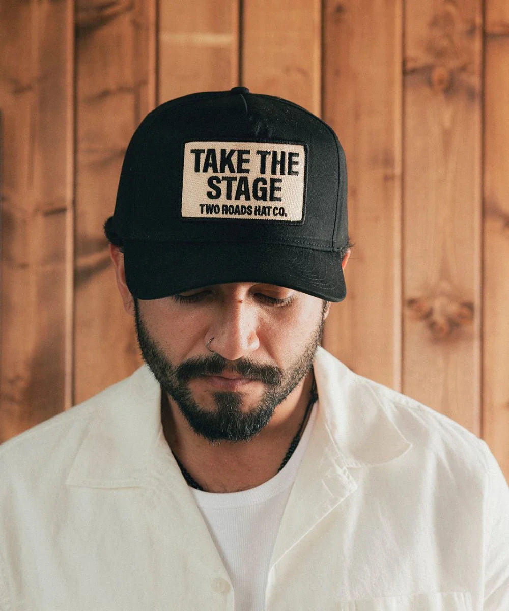 Modern workwear outfit lifestyle lookbook styled with a matte black Headliner mesh cap