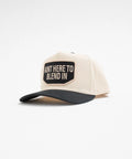 Outlier canvas trucker hat in vintage beige and black street style UK