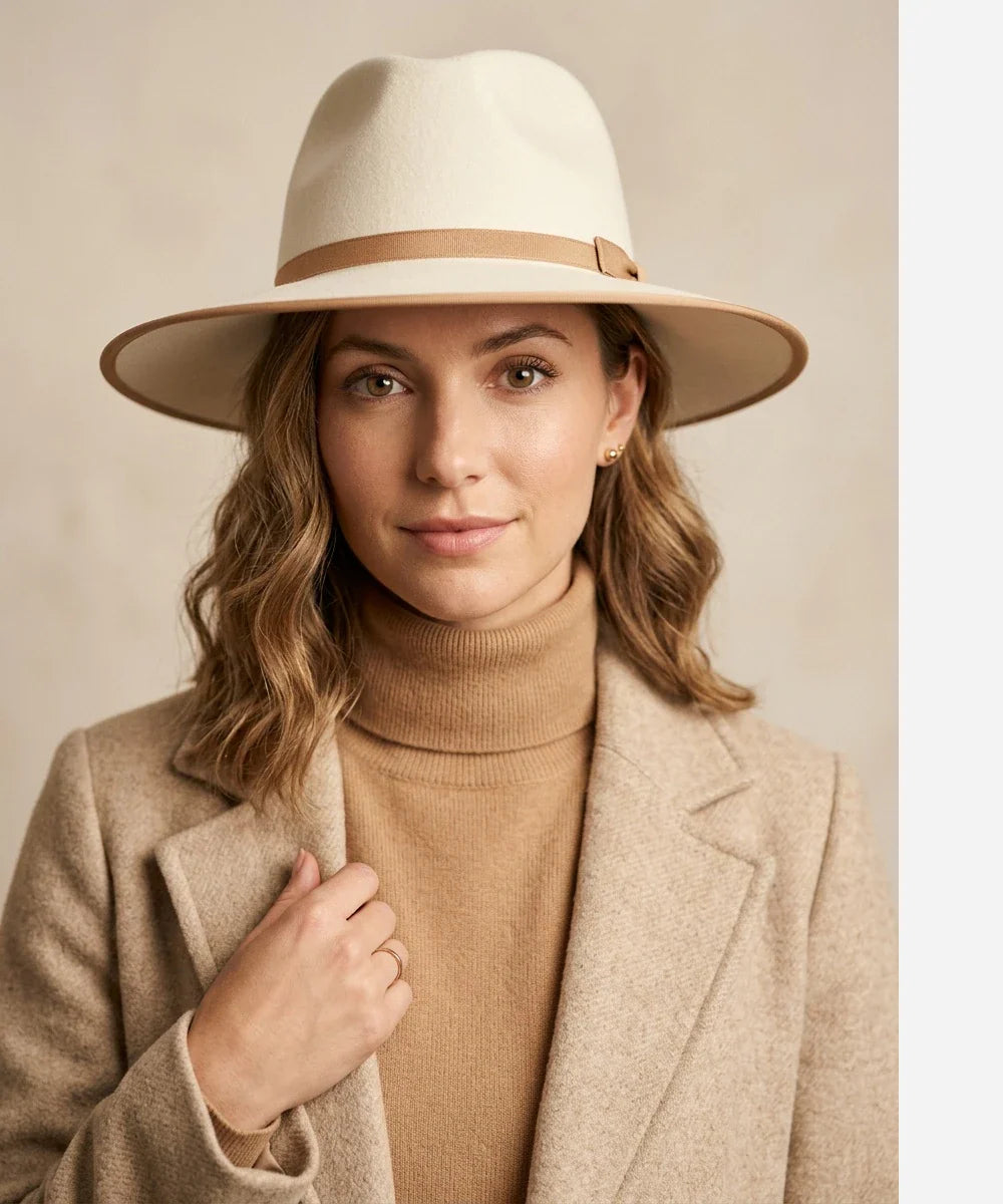 Premium Beige felt fedora for vintage academic style LBORA USA