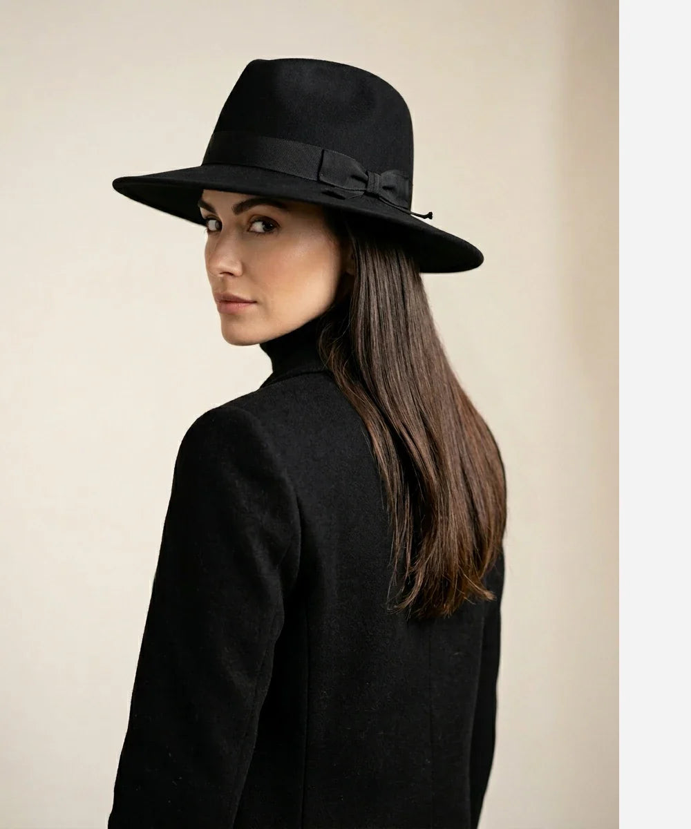Premium black felt fedora for vintage academic style LBORA USA