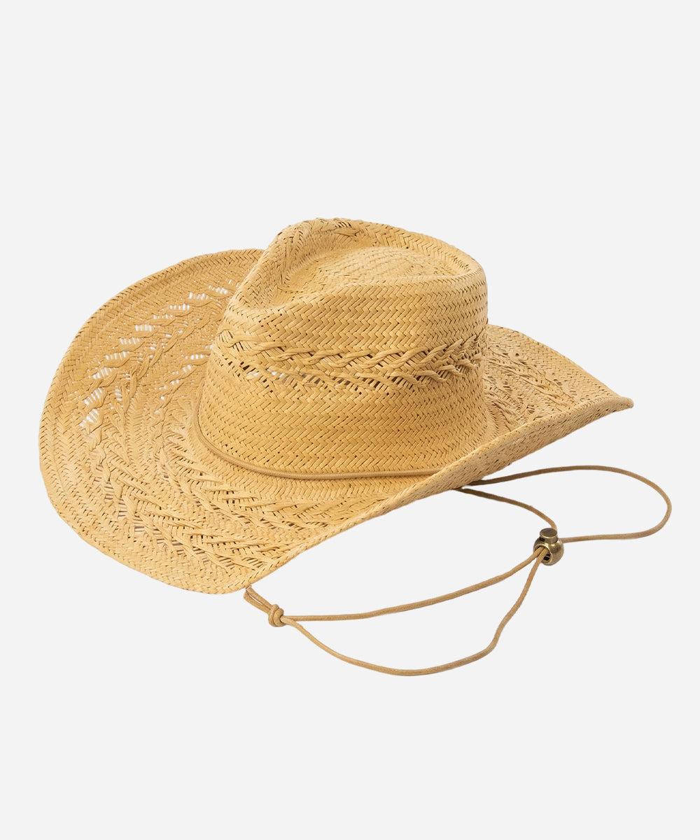 Solara boho sun hat in earth tone oatmeal brown straw UK