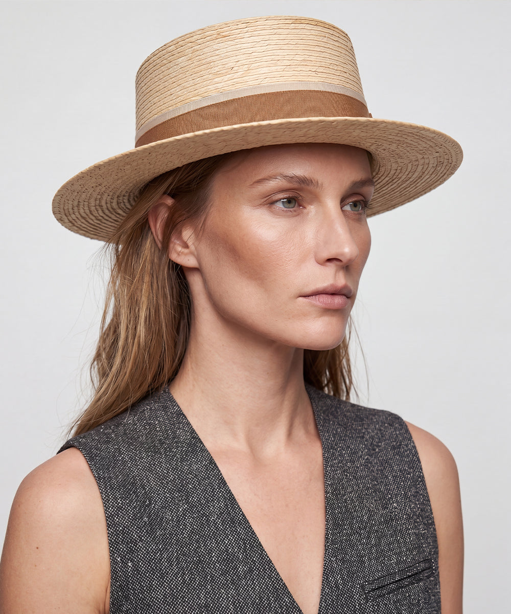 LBORA Women's Summer Palm Leaf Straw Hat