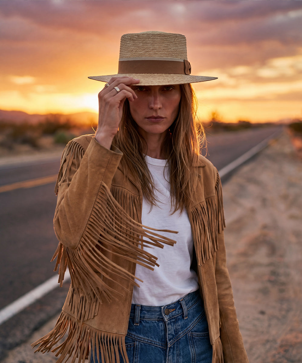 LBORA Women's Summer Palm Leaf Straw Hat