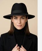 Black Unisex 1940s style felt hat for an iconic adventurer look