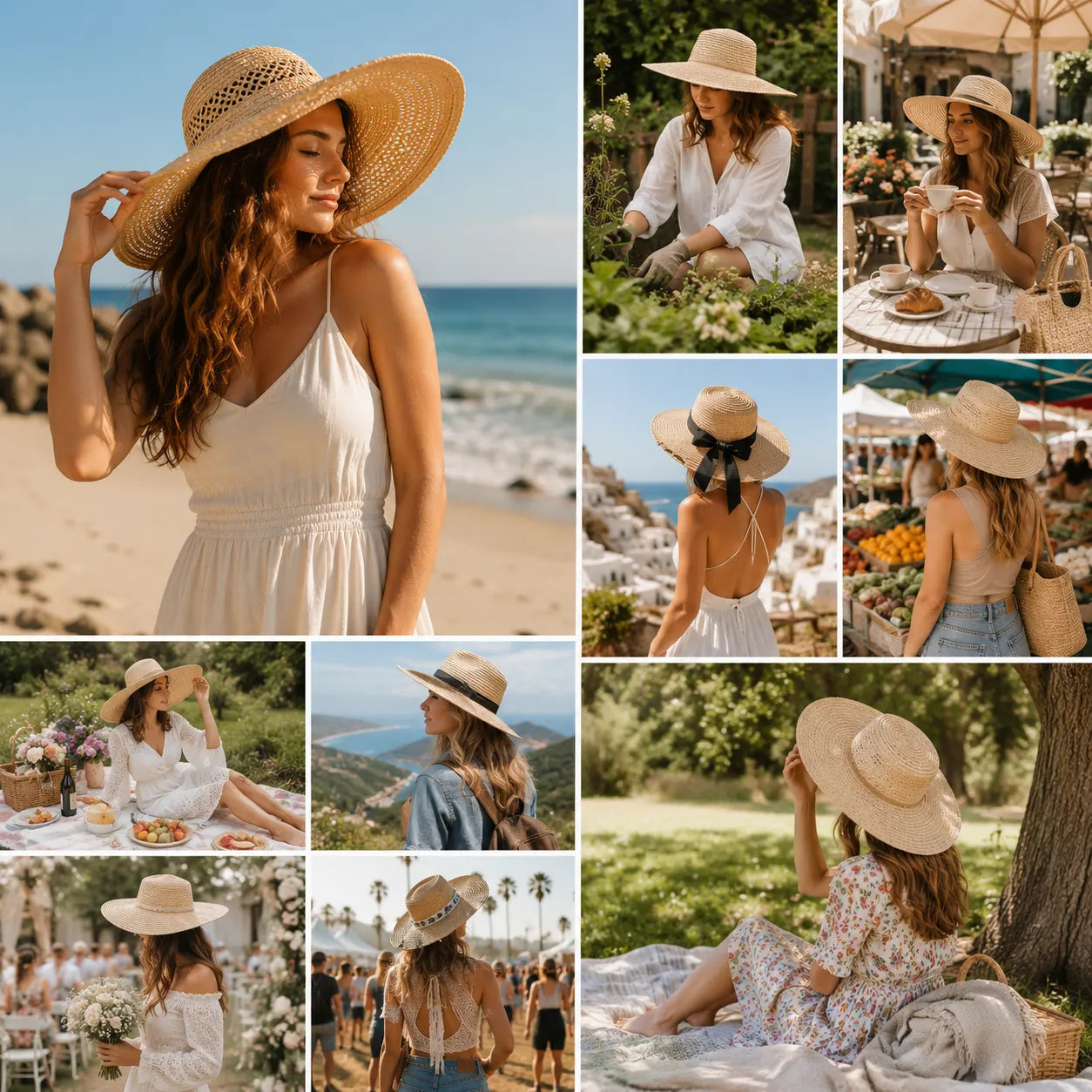 Wide Brim Ladies Straw Sun Hats